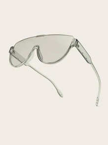 1pair Women Flat Top Shield Fashion Glasses Street Shades Beach Accessories Beach Accessories For Women Glasses Shades - 淺灰色 - 查看 4