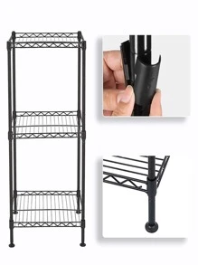 3-Tier Bathroom Shelf, Wire Shelving Unit, Metal Storage Rack for Small Space, Adjustable Storage Units,Steel Organizer Wire Rack, Black - Black - View 2