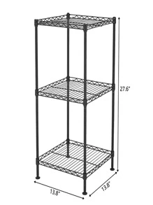 3-Tier Bathroom Shelf, Wire Shelving Unit, Metal Storage Rack for Small Space, Adjustable Storage Units,Steel Organizer Wire Rack, Black - Black - View 5