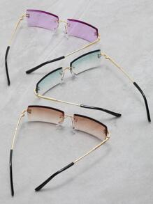 3副方型鏡片無框太陽鏡 - 彩色 - 查看 4