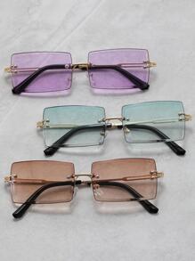 3副方型鏡片無框太陽鏡 - 彩色 - 查看 1