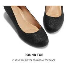 Women Wedge Pumps Closed Toe Low Heel Dress Shoes - Màu xám đen - Xem 4