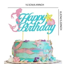 Cái/bộ Giấy Bánh Topper, Hiện Đại Nàng Tiên Cá & Chữ Trang Trí Bánh Trang Trí Hàng Đầu Cho Bữa Tiệc - Nhiều màu - Xem 3