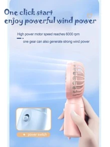1入組ABS迷你風扇，現代主義耳飾傢用手持風扇 - 粉色 - 查看 2