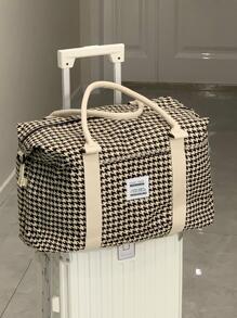 Oversized Travel Bag Houndstooth Pattern Letter Patch Decor Wet Dry Pocket Traveling Bag Plaid Beach Bag For Summer Travel Essentials For Holiday Summer Accessories For Vacation Travel Organizer Hospital Bag Travel Accessories For Camp For Suitcase Overnight Bag Gym Bag Duffle Bag Weekend Bag Duffel Bag For Luggage Carry On Bag College Bag Luggage Bags Weekender Bag Winter Bag For School School Accessories School Stuff - Multicolor - View 2