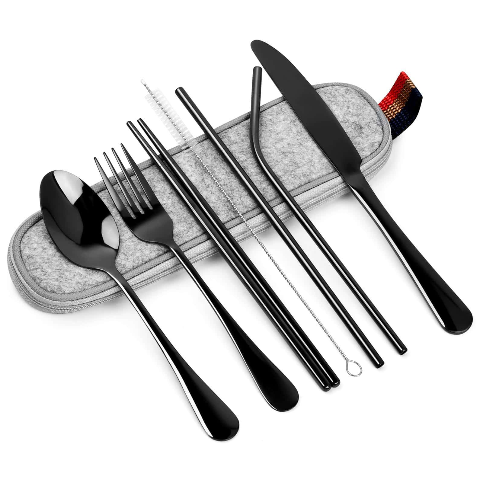 1set Stainless Steel Cutlery - Black - View 1