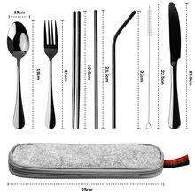 1set Stainless Steel Cutlery - Black - View 2