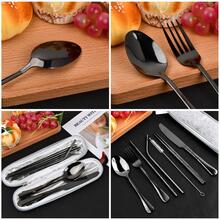 1set Stainless Steel Cutlery - Black - View 3