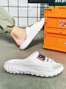 de moda Chanclas para con estampado de letra con banda única EVA Zapatillas