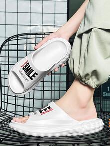 de moda Chanclas para con estampado de letra con banda única EVA Zapatillas