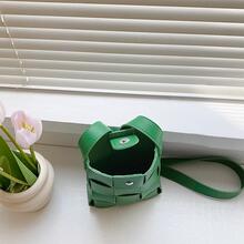 迷你时尚女士手工编织糖果色手机壳零钱包拉链单肩包休闲简约通勤斜挎包 - 綠色 - 查看 2