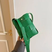 迷你时尚女士手工编织糖果色手机壳零钱包拉链单肩包休闲简约通勤斜挎包 - 綠色 - 查看 7
