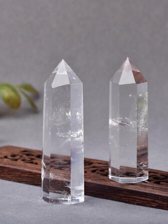1入組天然水晶透明石英透明石英點治療石六角棱柱50-80毫米方尖碑魔杖石家居裝飾