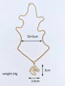 Collar con dije de cabeza de caballo para hombre para decoración diaria para una apariencia elegante - Amarillo Oro - Ver 3