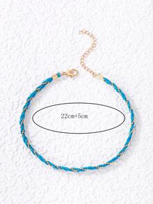 imoli Vòng chân bện trang trí bằng hạt - Màu xanh nhạt - Xem 5