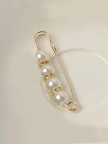2 Chiếc Phụ Nữ Ngọc Trai Giả & Trang Trí Kim Cương Giả Có Thể Điều Chỉnh Khăn Quàng Pin Tinh Tế Cho Quà Tặng - Vàng - Xem 4