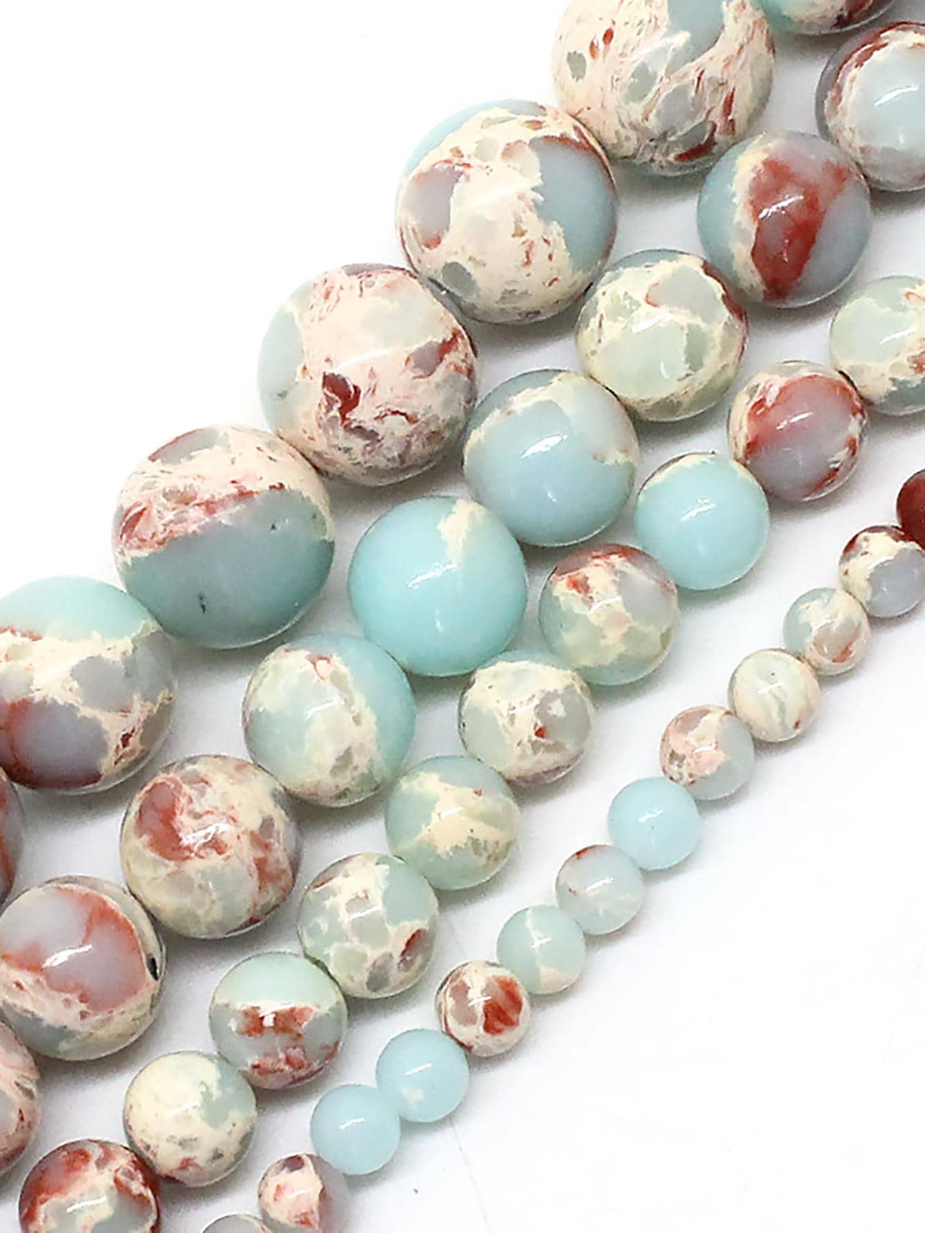 Natural White Stone Beads Howlite Crystal Jades Round Loose Waist Beads for Jewelry Making DIY Handmade Bracelet 15'' - Dusty Blue - View 1