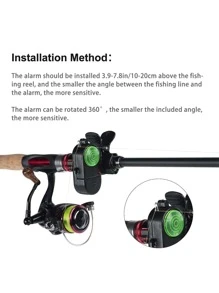 2个高灵敏度电子鱼咬钩报警指示器，带LED灯 - 彩色 - 查看 6