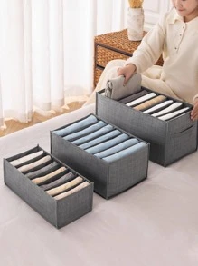 1/4pcs Gray Clothes Storage Box, Multi-Layered Home Wardrobe Clothes & Pants Organizer - Grey - View 6