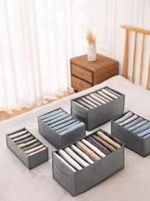 1/4pcs Gray Clothes Storage Box, Multi-Layered Home Wardrobe Clothes & Pants Organizer - Grey - View 8