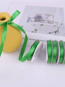 1roll Plain Gift Wrapping Ribbon, Green Solid Color Satin Gift Decorative Ribbon For Household