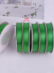 1roll Plain Gift Wrapping Ribbon, Green Solid Color Satin Gift Decorative Ribbon For Household