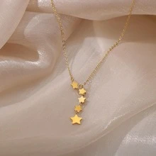 星星吊墜項鍊 - 金黃色 - 查看 2