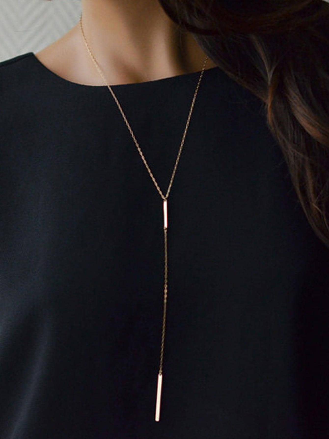 2 Cái/bộ Hình Chữ Nhật Thời Trang Charm Y Lariat Vòng Cổ Cho Nữ Trang Trí Hàng Ngày - Vàng - Xem 1