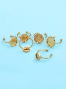 5 pezzi/lotto Base per anello regolabile in acciaio inossidabile, adatta per cabochon e cammeo di diametro 6/8/10/12mm, per realizzazione fai-da-te di gioielli - Oro giallo - Visualizzare 4