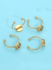 5 pezzi/lotto Base per anello regolabile in acciaio inossidabile, adatta per cabochon e cammeo di diametro 6/8/10/12mm, per realizzazione fai-da-te di gioielli - Oro giallo - Visualizzare 1