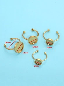 5 pezzi/lotto Base per anello regolabile in acciaio inossidabile, adatta per cabochon e cammeo di diametro 6/8/10/12mm, per realizzazione fai-da-te di gioielli - Oro giallo - Visualizzare 5