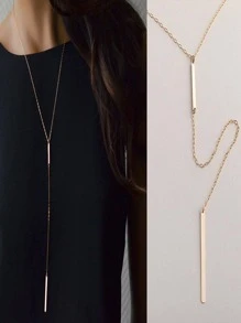 2 Cái/bộ Hình Chữ Nhật Thời Trang Charm Y Lariat Vòng Cổ Cho Nữ Trang Trí Hàng Ngày - Vàng - Xem 2