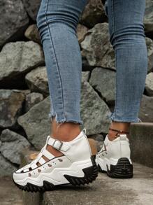 Mujer Zapatillas deportivas cuña con abertura con diseño de hebilla cuña deportivo exterior