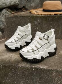Mujer Zapatillas deportivas cuña con abertura con diseño de hebilla cuña deportivo exterior