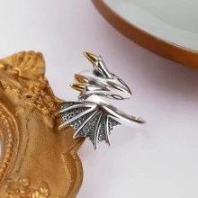 1入組小龍戒指，嘻哈復古歐美非傳統設計，開放式設計，925銀，男女時尚配飾，裝飾禮盒裝 - 銀色 - 查看 3