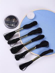 十字繡單色線5入組（每入組6股,每股8m）及線蠟1入組 - 黑色 - 查看 1