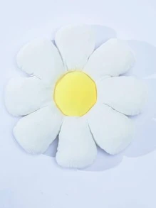 1pc Flower Design Decorative Pillow, Creative Cute Sofa Cushion, For Living Room - White - View 3