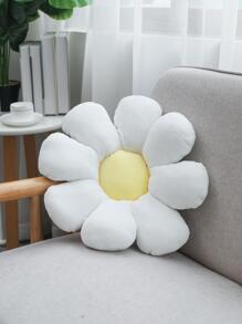 1pc Flower Design Decorative Pillow, Creative Cute Sofa Cushion, For Living Room - White - View 1