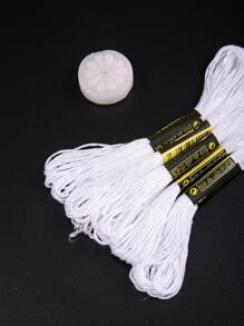 5 Pcs/Set White Embroidery Floss (Each Floss Has 6 Strands, 8 Meters Per Strand) + 1 Pc Wax Ball