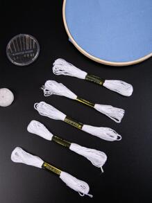 5 Pcs/Set White Embroidery Floss (Each Floss Has 6 Strands, 8 Meters Per Strand) + 1 Pc Wax Ball