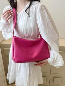 Fashionable Rose Red Crossbody Bag For Women - Hot Pink - View 3
