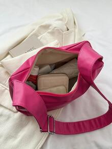 Fashionable Rose Red Crossbody Bag For Women - Hot Pink - View 5