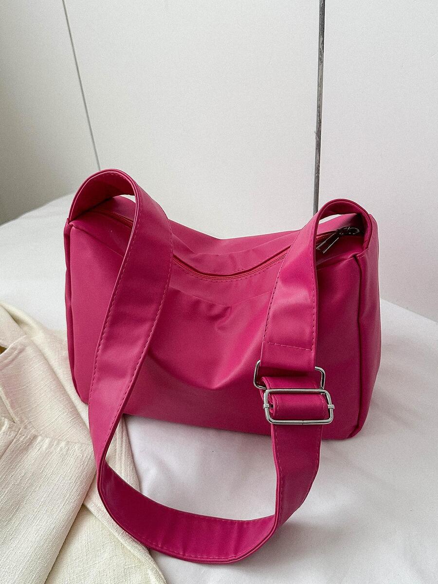 Fashionable Rose Red Crossbody Bag For Women - Hot Pink - View 1