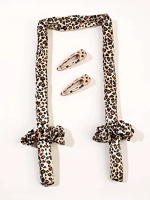 Bộ 4 dụng cụ tạo kiểu tóc thời trang họa tiết da báo dành cho nữ dùng để trang trí tóc Halloween - Nhiều màu - Xem 2