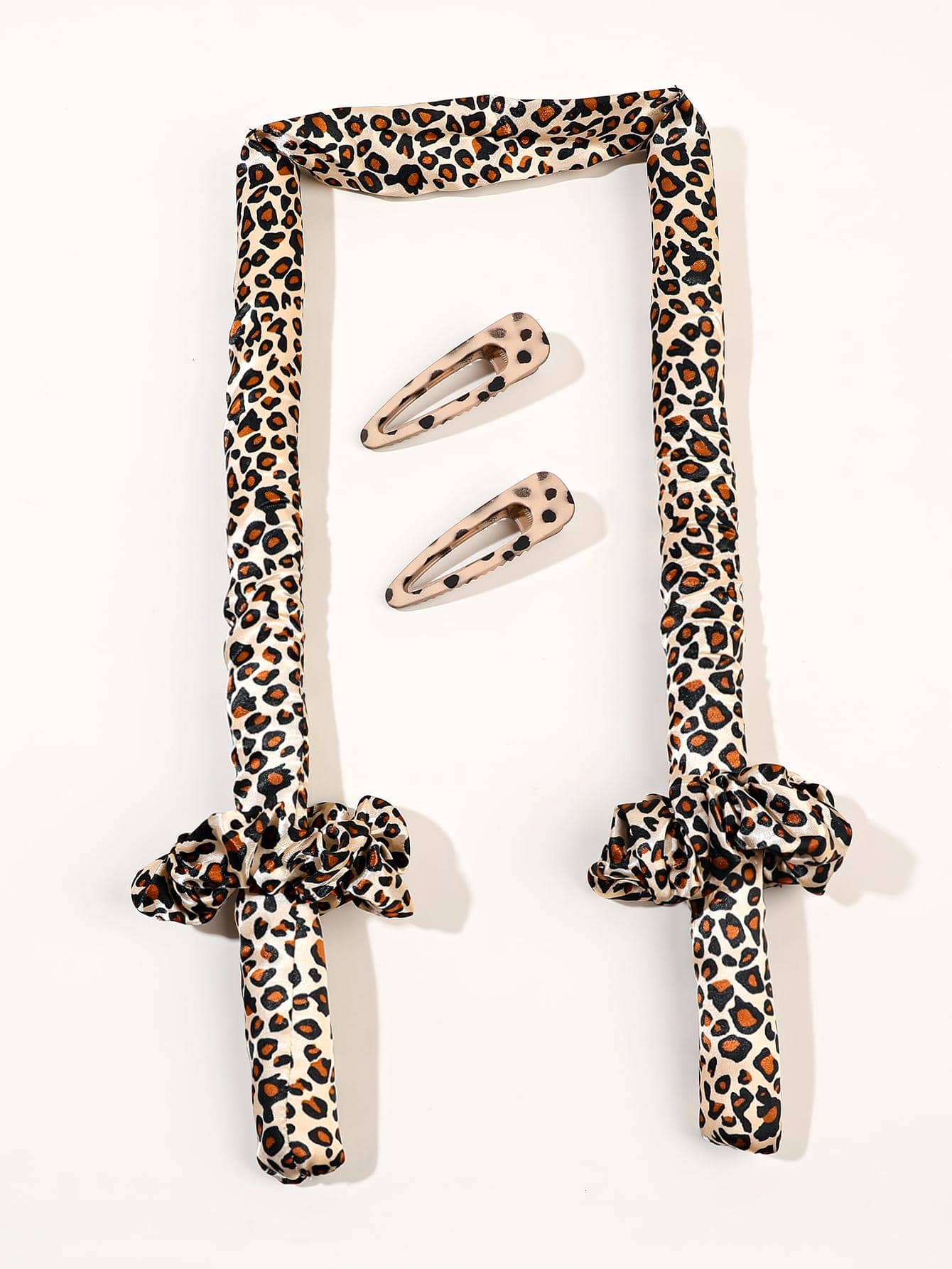 Bộ 4 dụng cụ tạo kiểu tóc thời trang họa tiết da báo dành cho nữ dùng để trang trí tóc Halloween