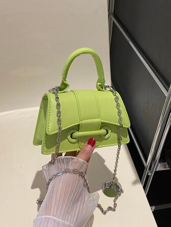 Mini Neon-Green Flap Chain Square Bag Top Handle