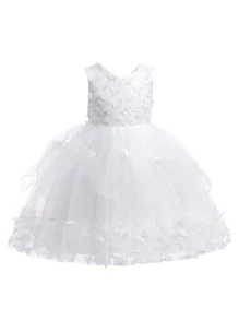 Váy Tutu công chúa dành cho các cô gái trẻ có trang trí lưới và bướm, thích hợp để đi du lịch, không bao gồm túi và phụ kiện tóc - trắng - Xem 2