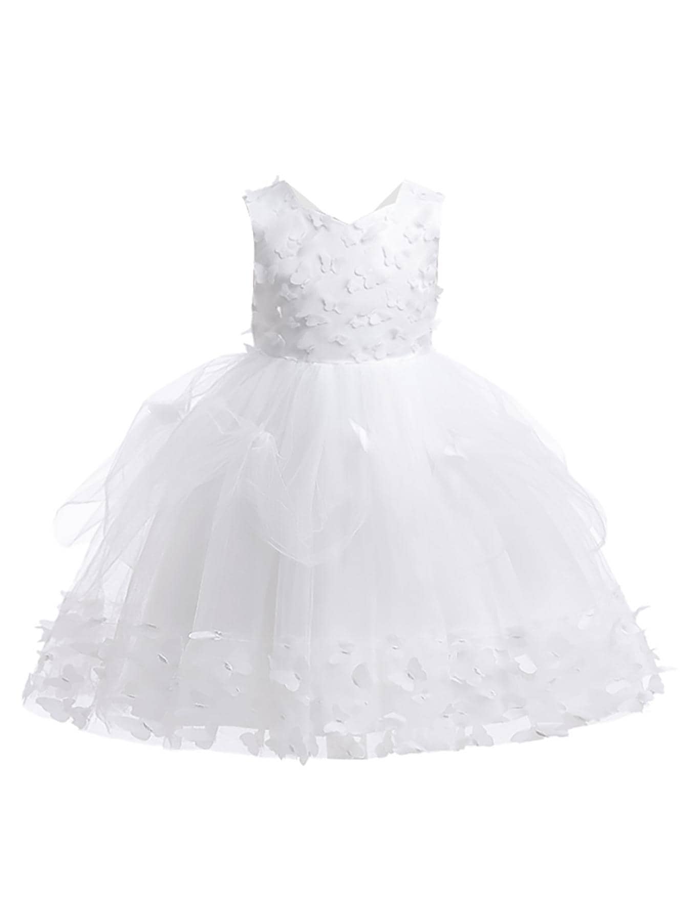 Váy Tutu công chúa dành cho các cô gái trẻ có trang trí lưới và bướm, thích hợp để đi du lịch, không bao gồm túi và phụ kiện tóc