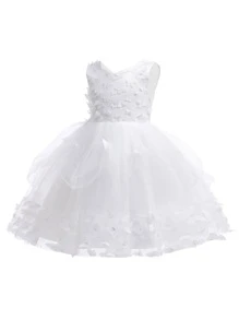 Váy Tutu công chúa dành cho các cô gái trẻ có trang trí lưới và bướm, thích hợp để đi du lịch, không bao gồm túi và phụ kiện tóc - trắng - Xem 4