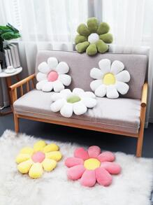 1pc Flower Design Decorative Pillow, Creative Cute Sofa Cushion, For Living Room - White - View 2